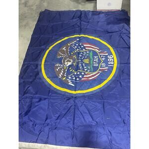 Utah Historic State Flag, Blue Flag with the State Seal, Wall Hanging, FLAW